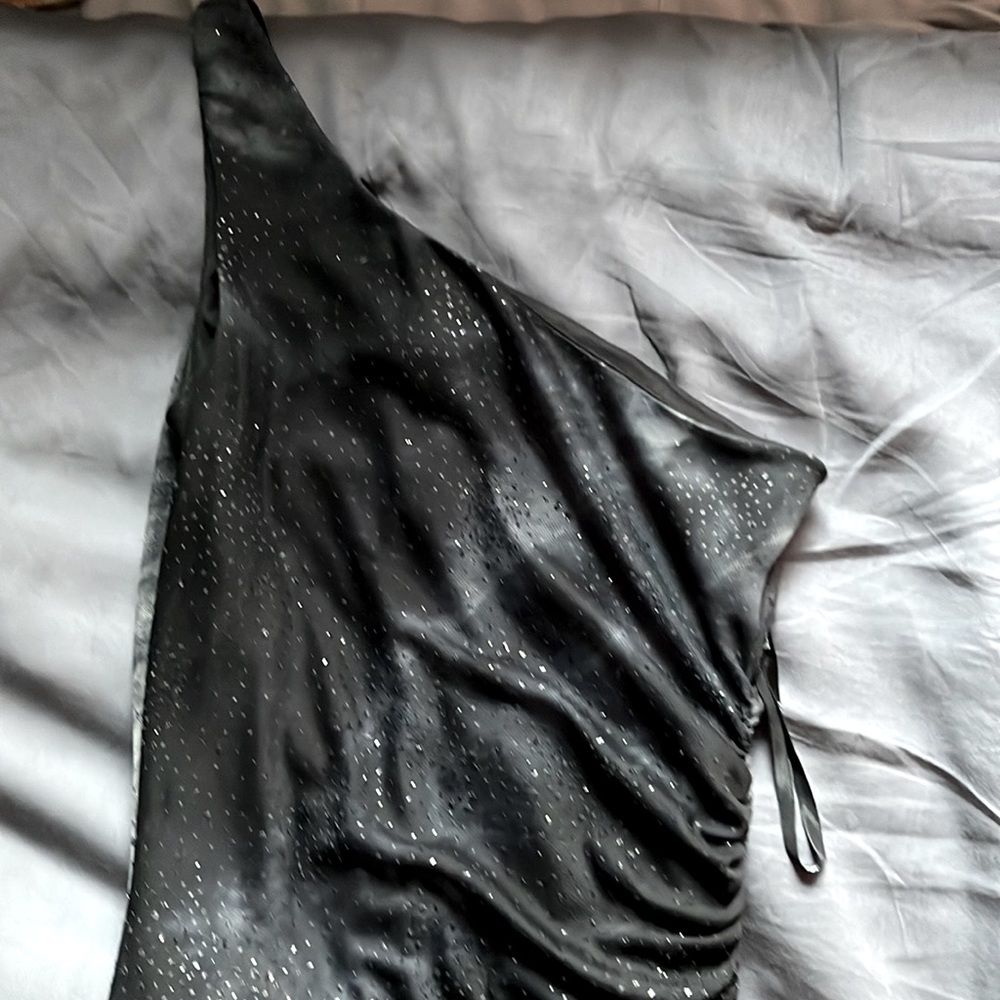 Funky one shoulder black dress sz s